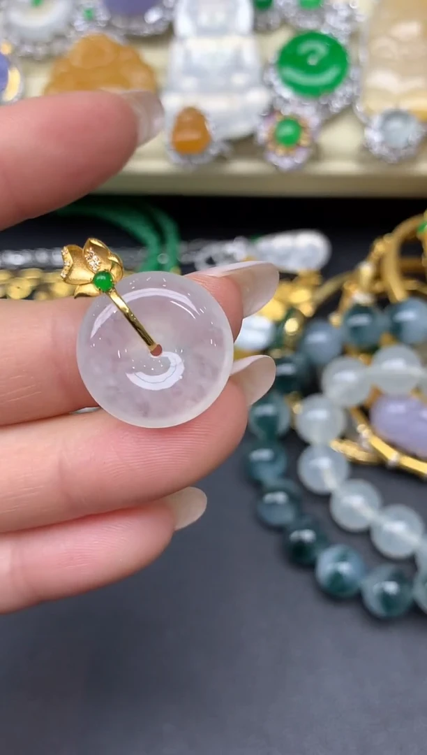 翡翠18K金镶嵌颈饰123-雪姐翡翠天天见