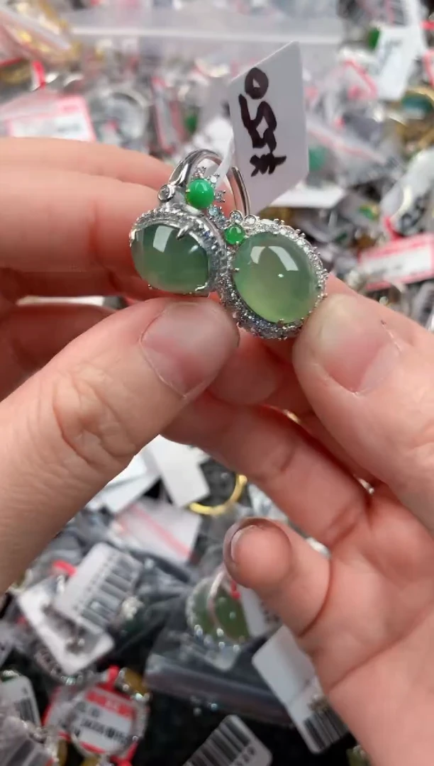 银S925镶嵌戒指翡翠222----9