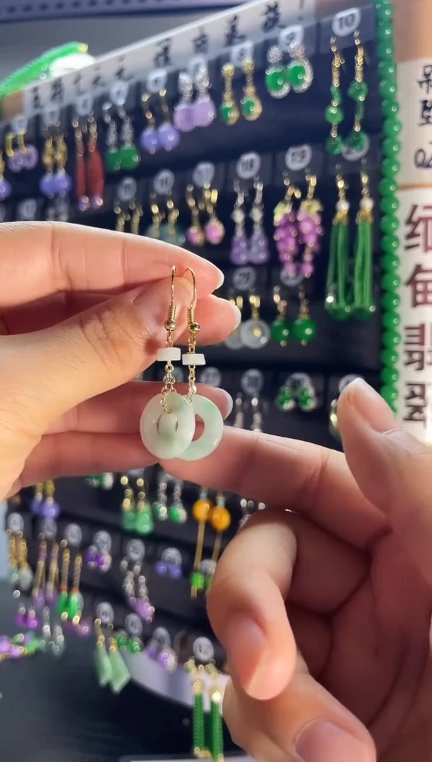 翡翠银S925镶嵌耳饰020....