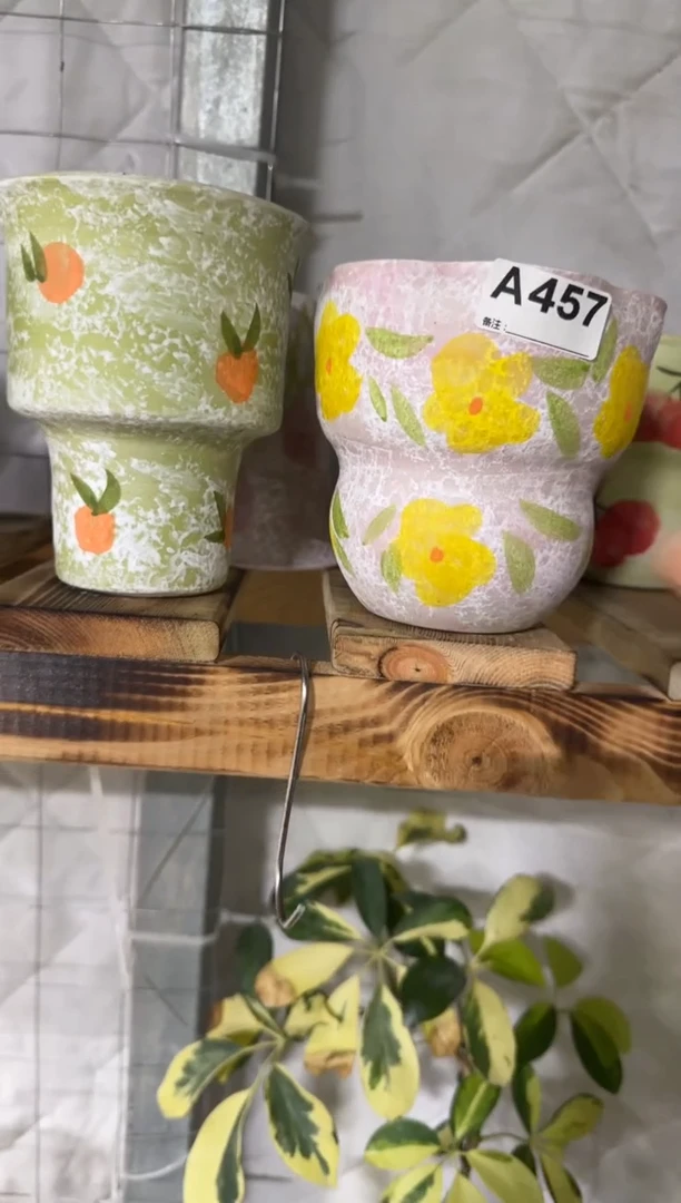 无花朵编号457景德镇手绘手工花盆12x12