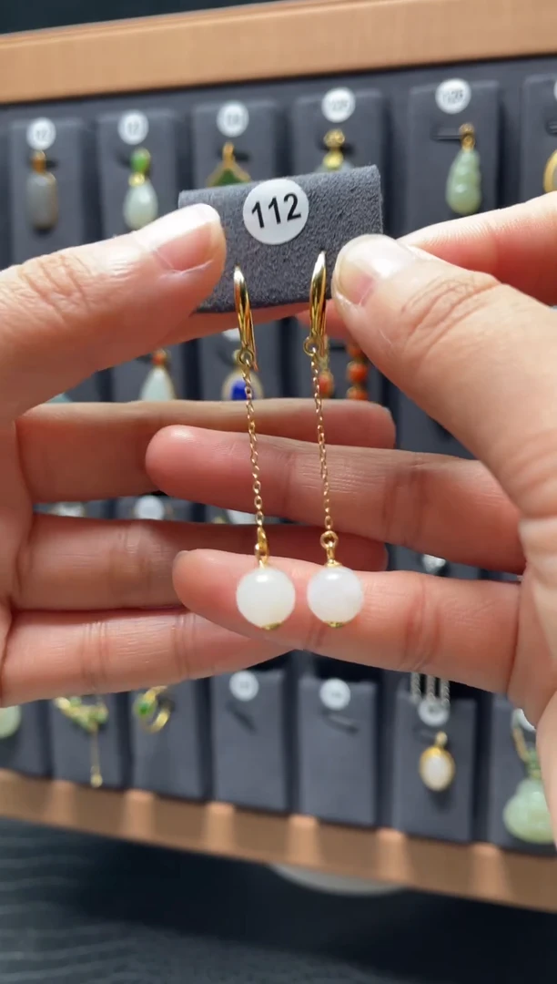 【闪购商品】和田玉耳饰银S925镶嵌112