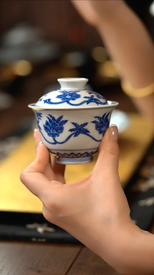 见山烧 秋葵香韵盖碗
