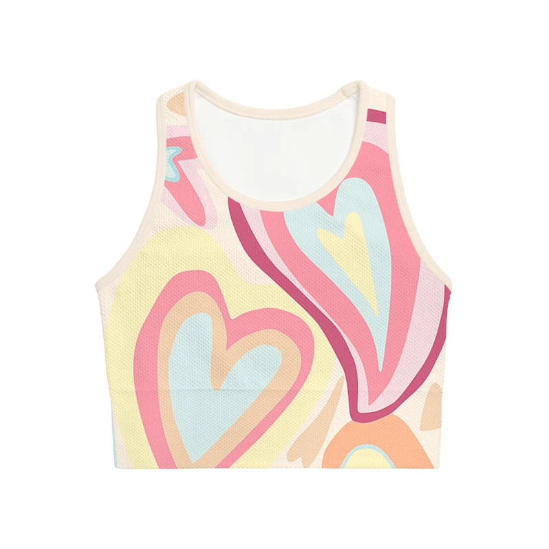 A11 春季福利款无缝针织一体杯高弹运动印花背心透气舒适跑步