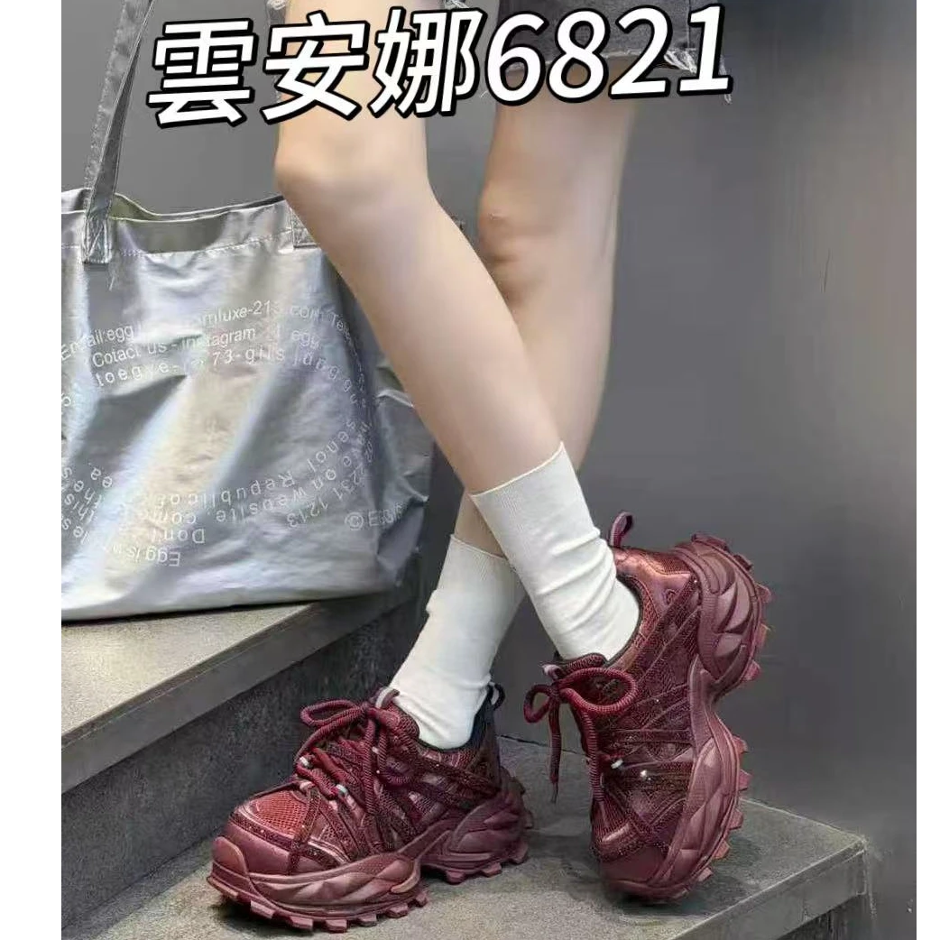 YUNANNA/雲安娜2026女士厚底真皮百搭老爹透气网面休闲鞋6821