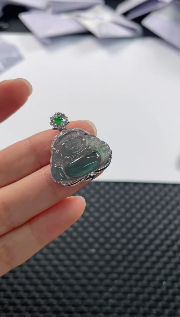 颈饰18K金镶嵌翡翠基地发货H 8641 佛公