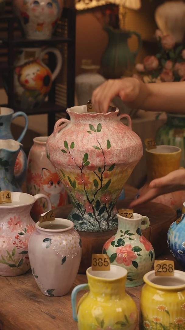 陶瓷317景德镇设计师手作花器摆件侘寂风