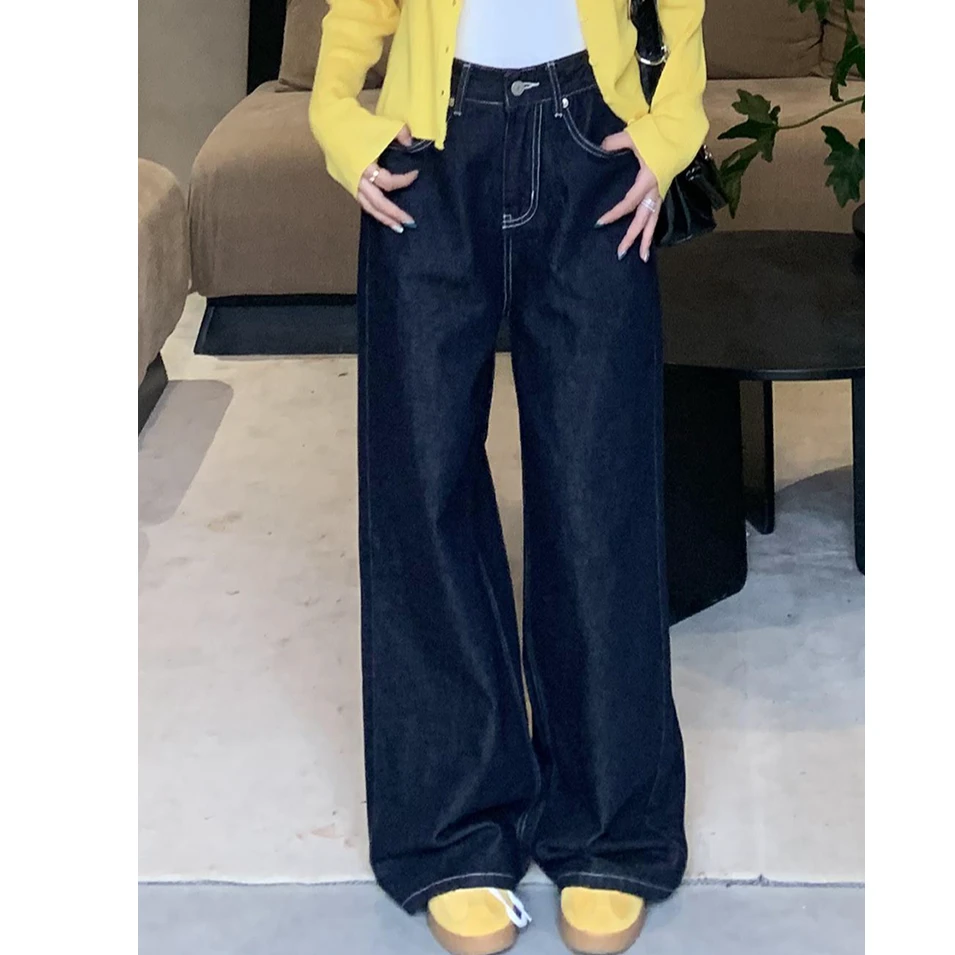 jennie风定制直筒牛仔裤女小个子显瘦百搭春季高腰宽松休闲阔腿裤