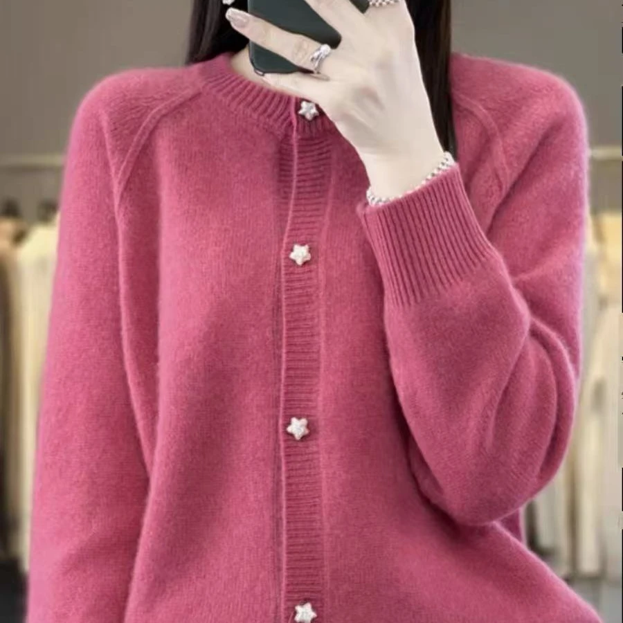 128纯色大码开衫女羊毛衫外套宽松版型春季新款