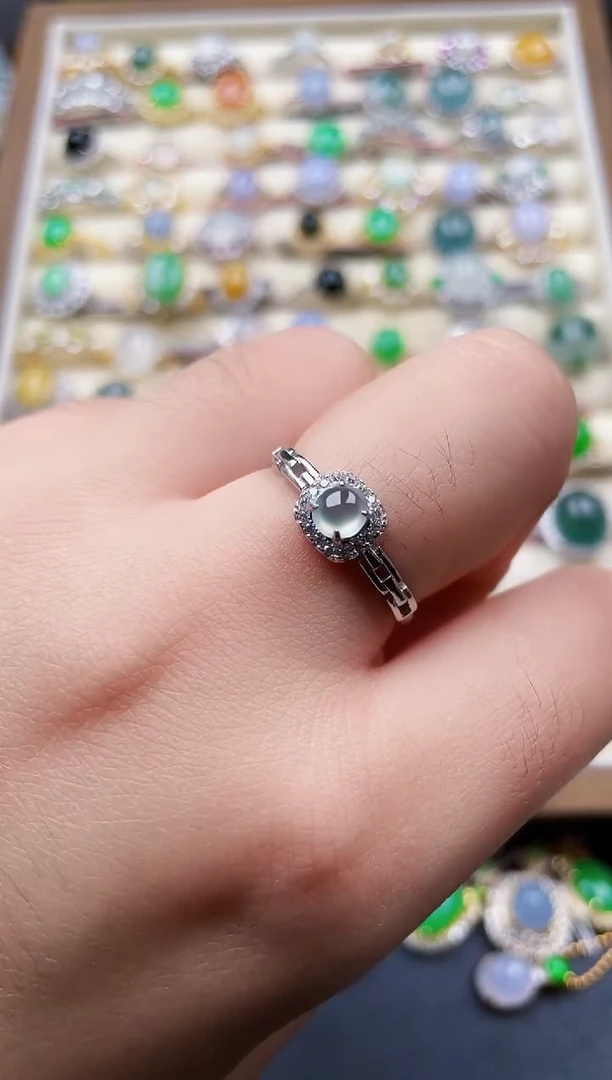 银S925镶嵌戒指翡翠91