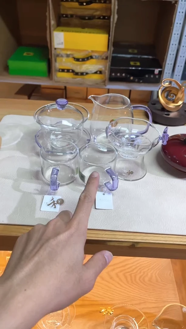 禅语盖碗浅紫+澄然浅紫+清禾杯浅紫+蝶梦茶漏