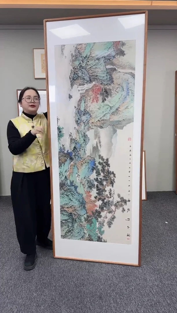 国画溪山行旅图210*80