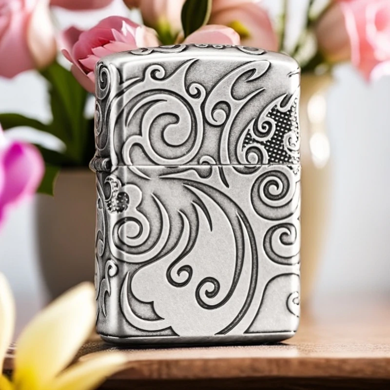 【老李鉴定】zippo打火机流云淬火仿古银盔甲五面TCJ1