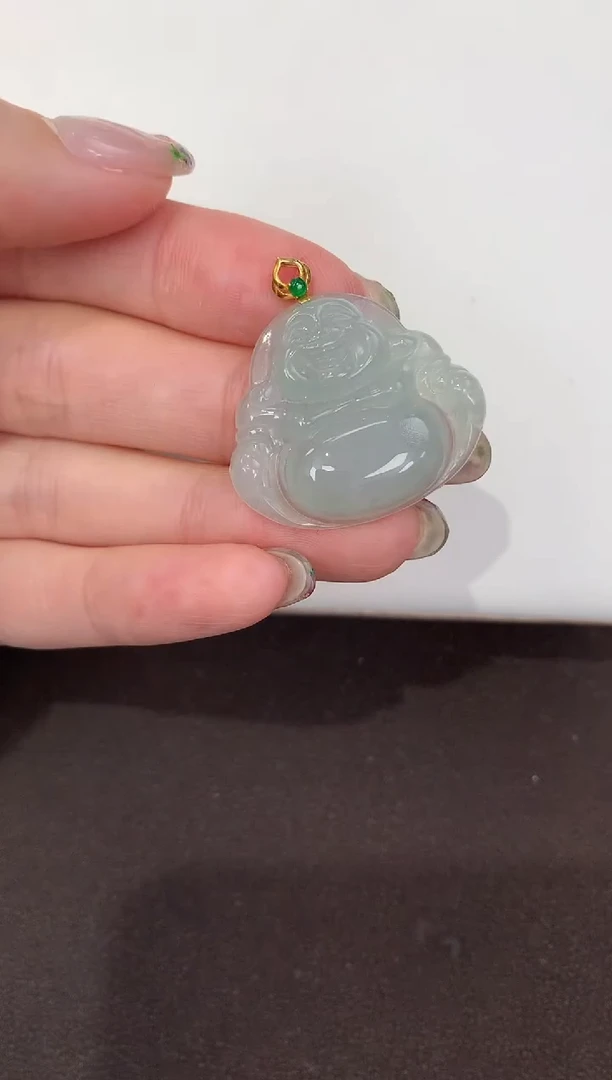 颈饰18K金镶嵌翡翠天然缅甸A货翡翠