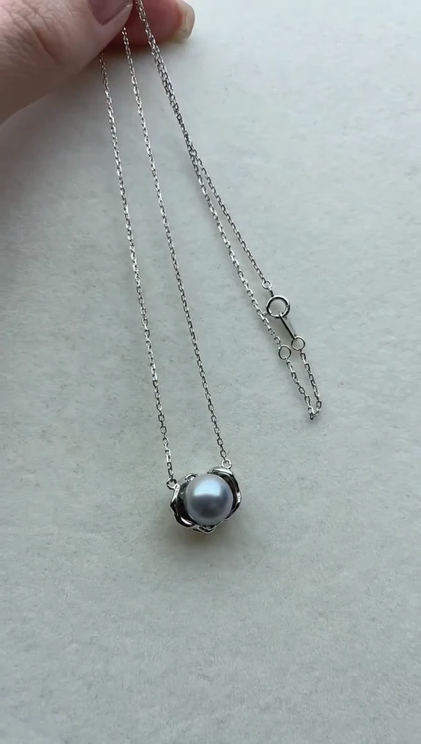 银S925镶嵌海水珍珠套链20