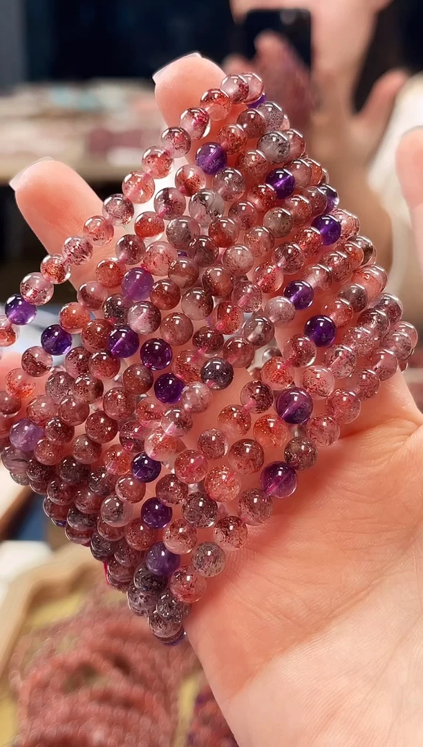 未镶嵌手串水晶桃花醉超七单圈手串5mm【多样性发一】