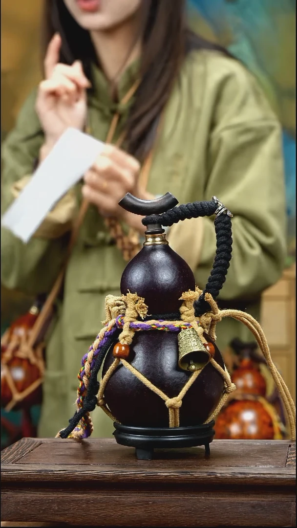 YT026-复古网兜款天然酒葫芦（一物一拍）