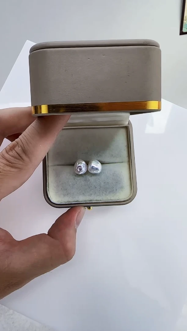 银S925镶嵌淡水珍珠DA珍珠耳饰 y155