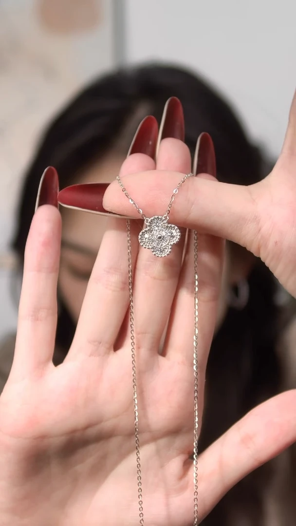 合成碳硅石吊坠925银莫桑 孤品闪亮四叶草吊坠MSD.307