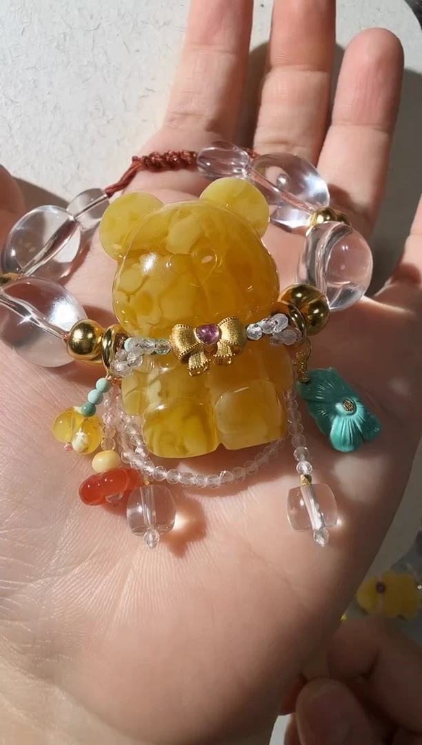 未镶嵌蜜蜡手链蜜蜡小熊手链