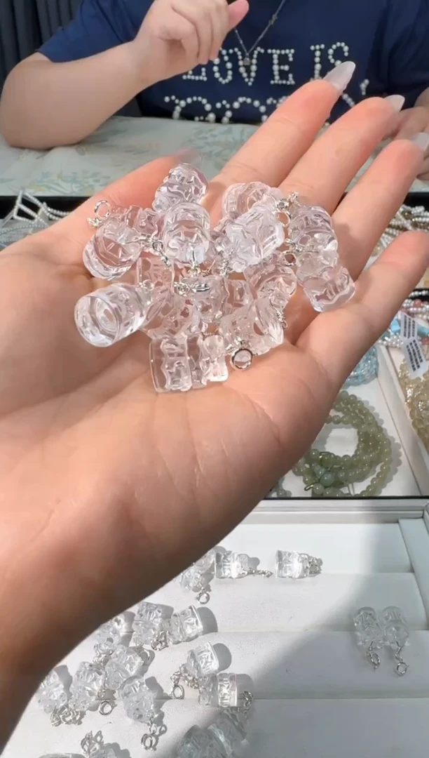 水晶手链银S925镶嵌Z003白水礼物盒子吊坠