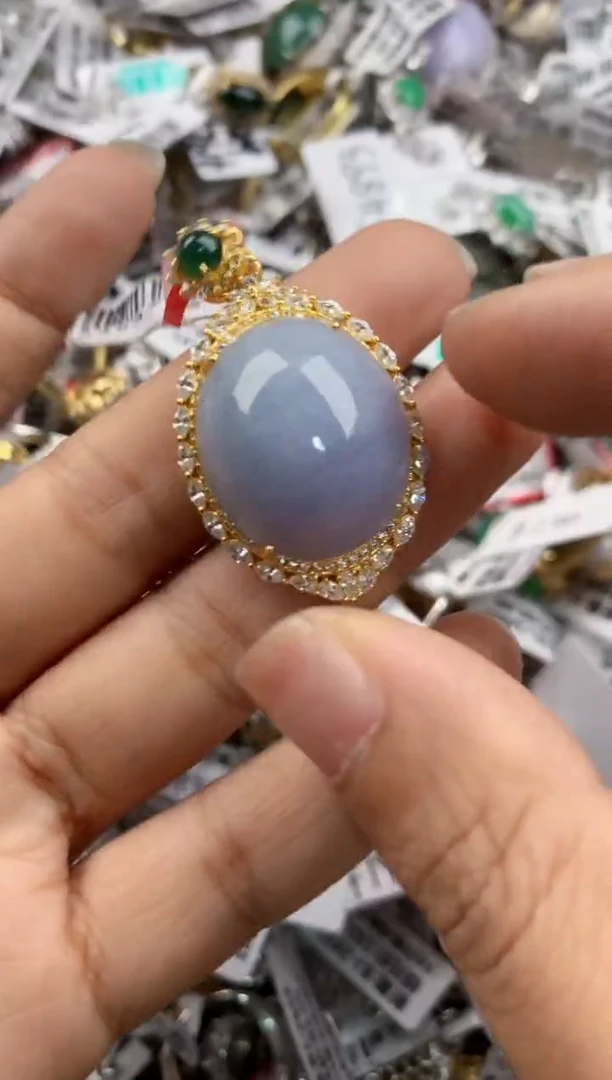 银S925镶嵌戒指翡翠444---2
