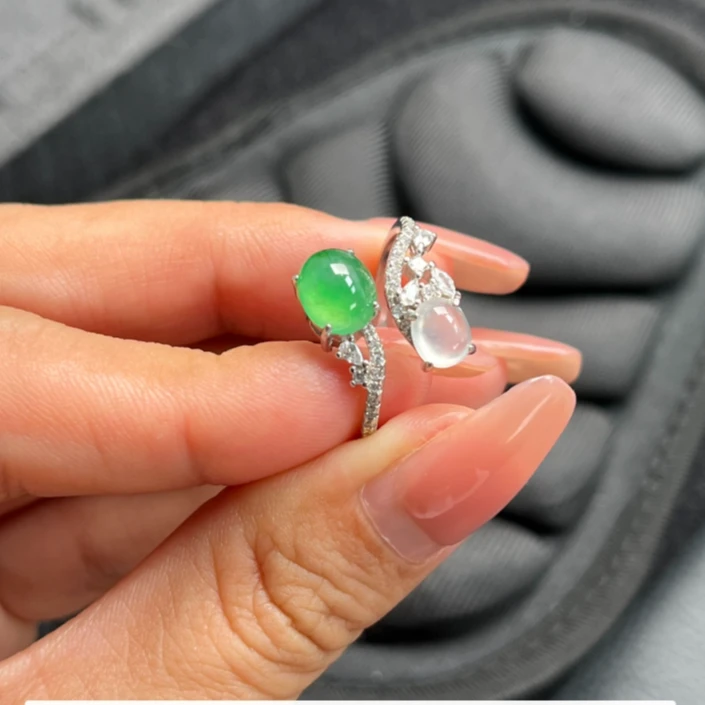 缅甸A货翡翠银镶