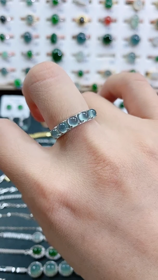 银S925镶嵌戒指翡翠天然翡翠