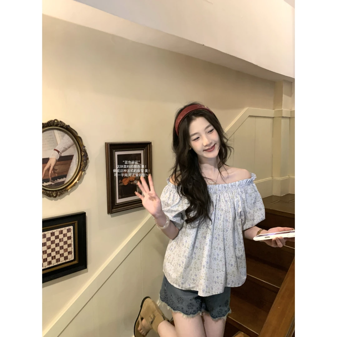 闵笑一【花摇】夏季上新温柔显瘦气质甜美设计感休闲上衣丨P923