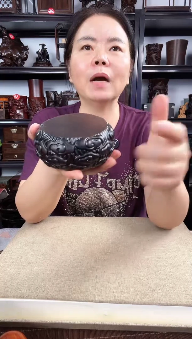 木小云纹圆老李红木工艺品