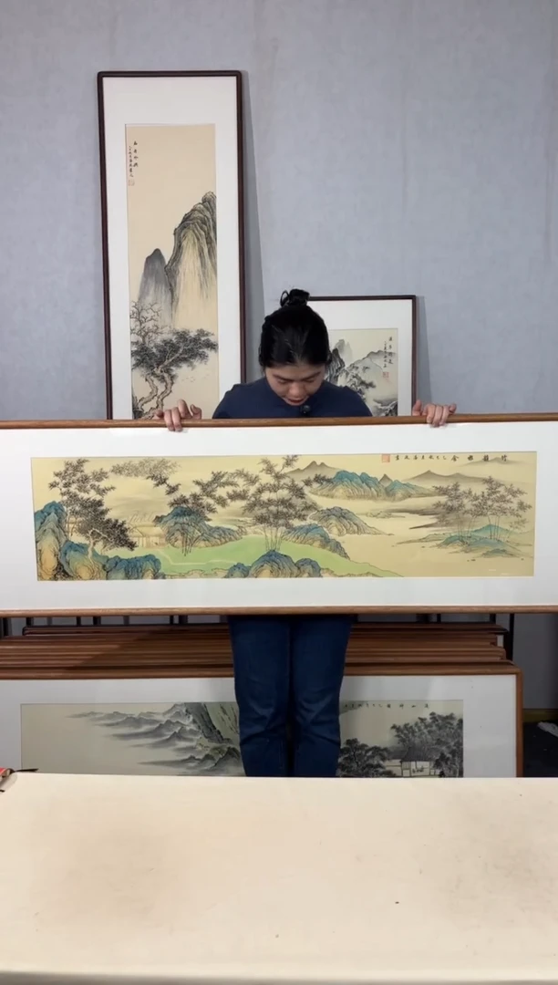 国画手绘*竹韵雅舍*52*172cm带框发货