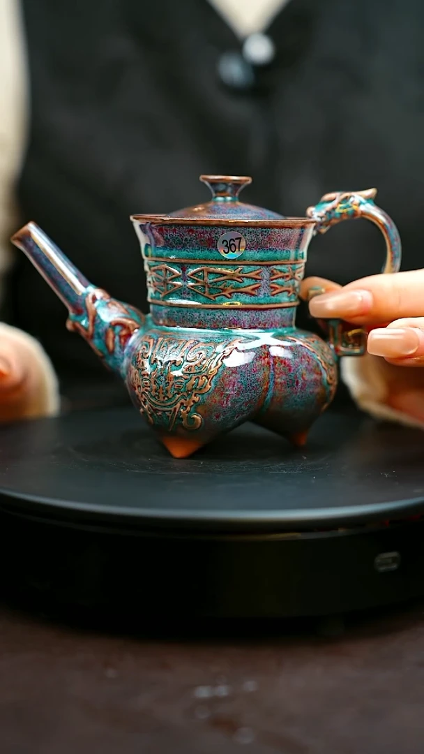 367#原矿钧瓷炉钧釉仰韶壶