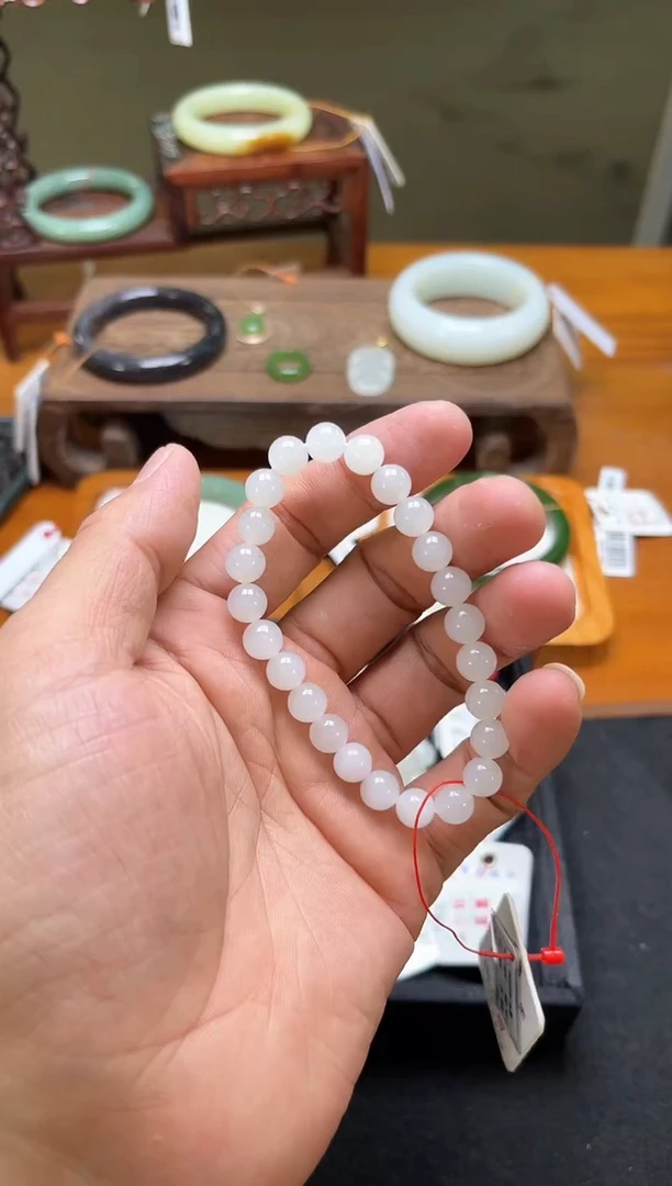 未镶嵌手串和田玉卡8新疆黑山 圆珠