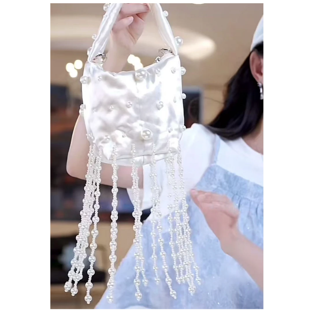 【北栀】时尚百搭珍珠流苏包包814661