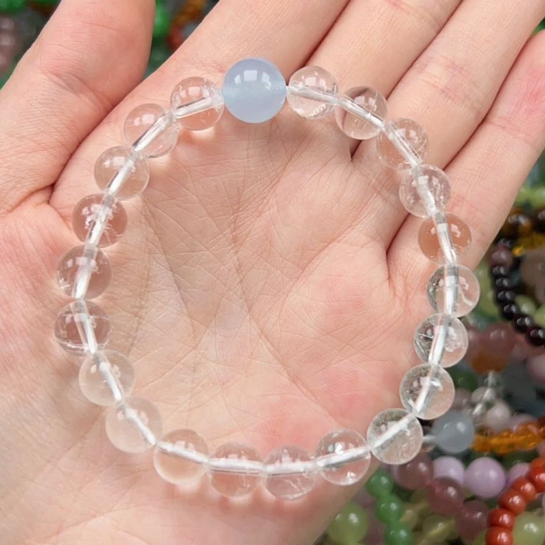 白水晶海蓝宝手串 多样发一 【天然水晶 会有瑕疵 介意勿拍】