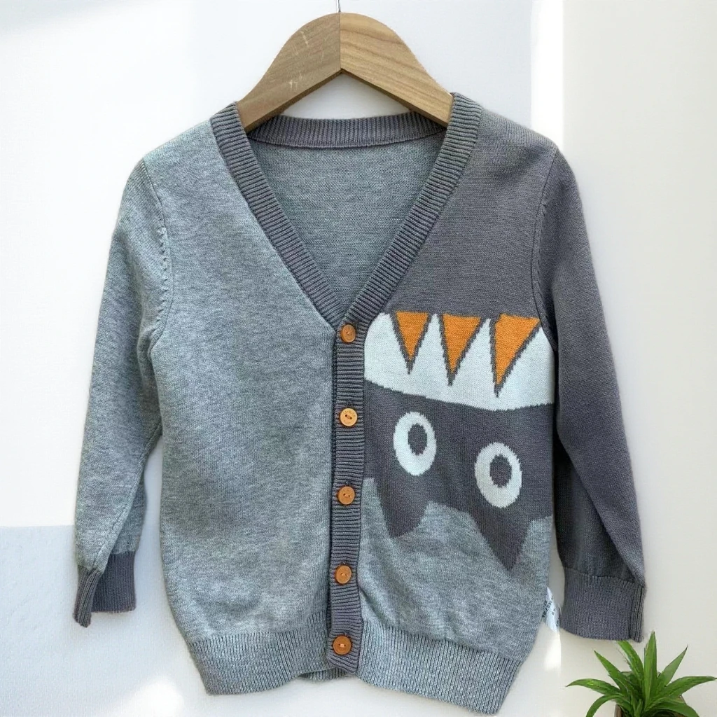 哎麻麻高品质1011304男童春秋时尚针织全棉韩版百搭舒适开衫外套