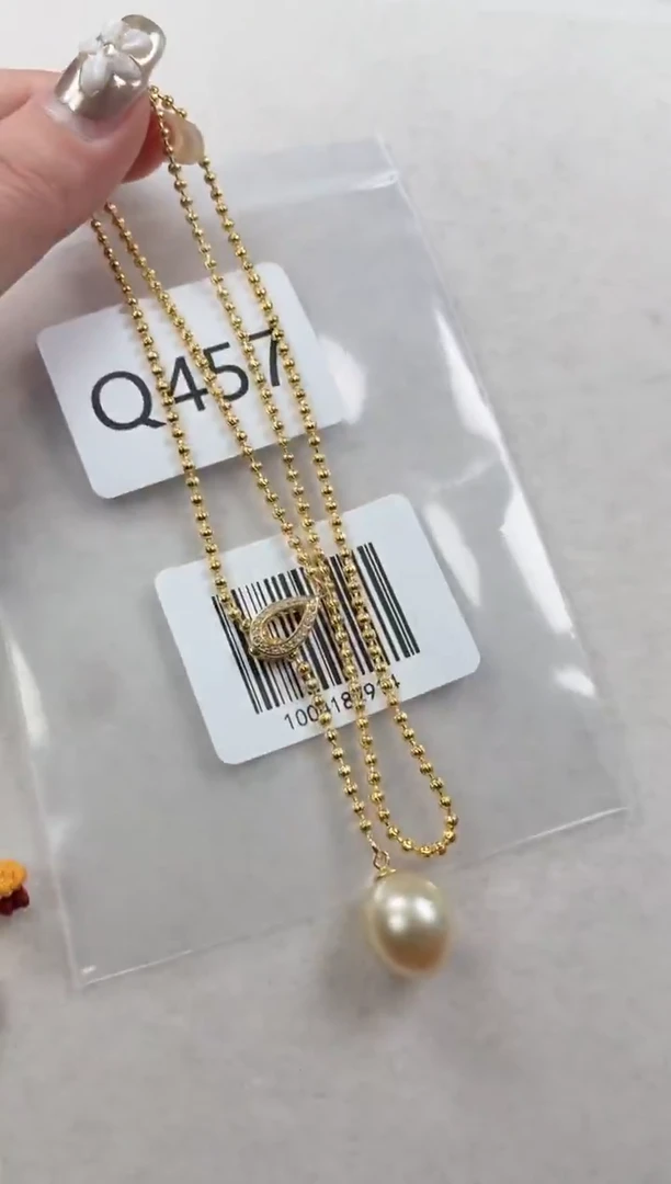 银S925镶嵌套链海水珍珠q457