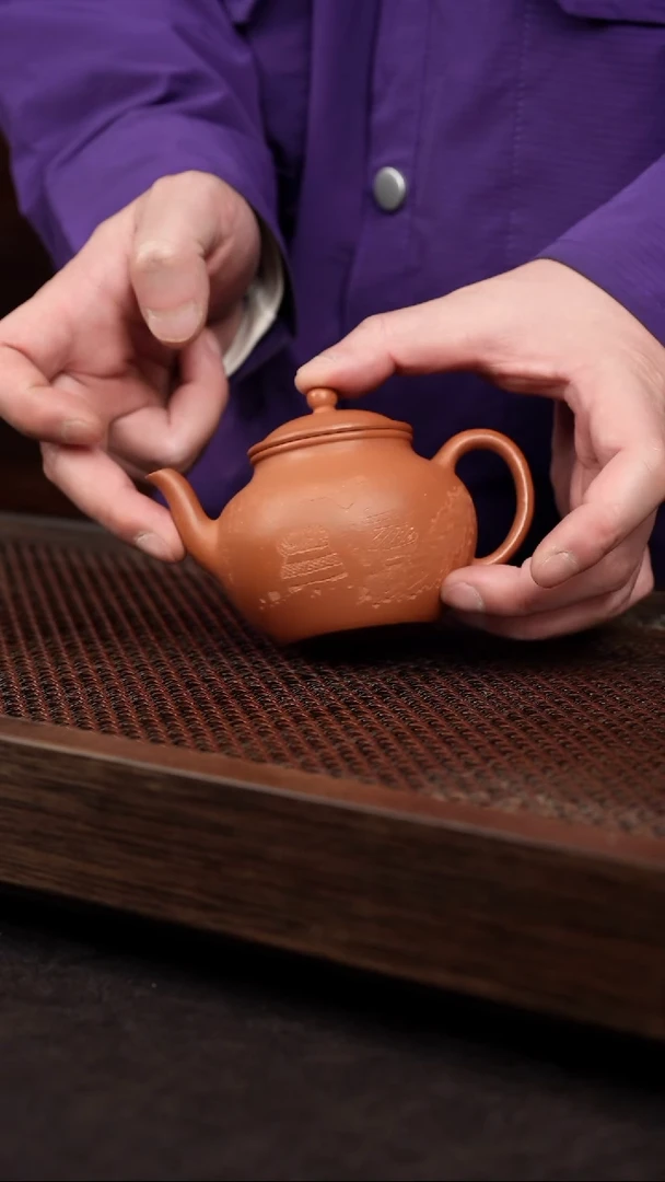 【闪购商品】紫砂茶壶五彩泥刻绘宫灯