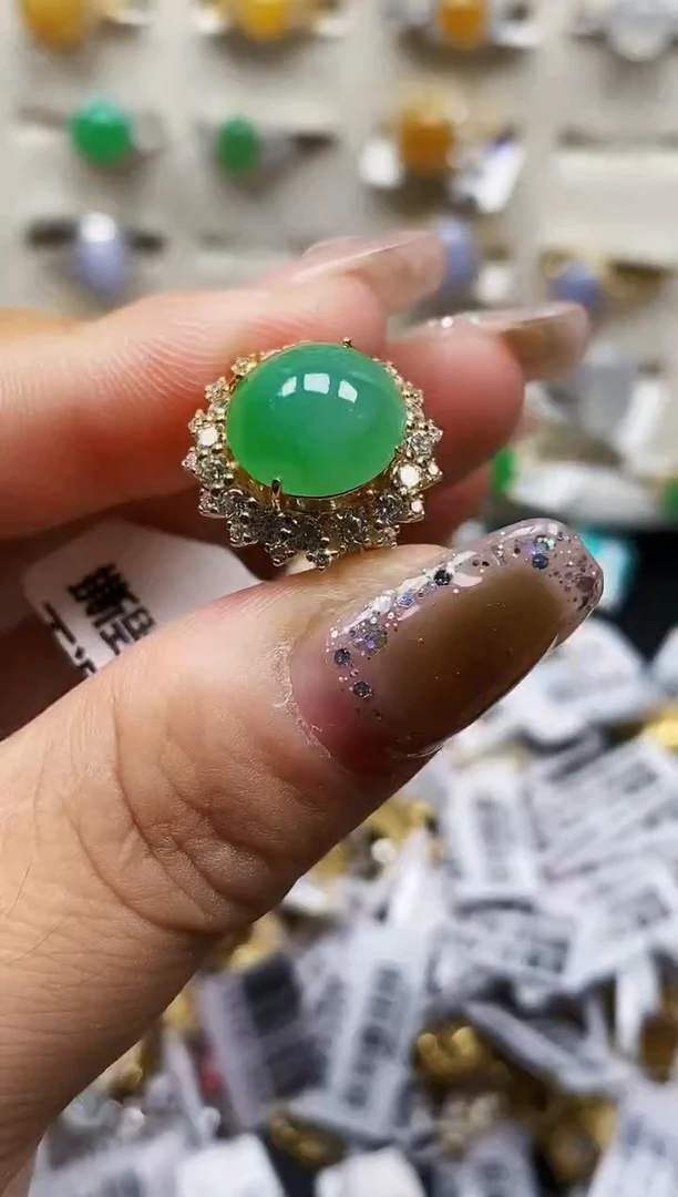 银S925镶嵌戒指翡翠0273