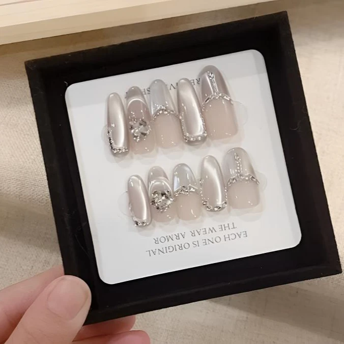 JIAMEN/甲门{苍山赴雪}纯手工锆石显白轻奢穿戴甲