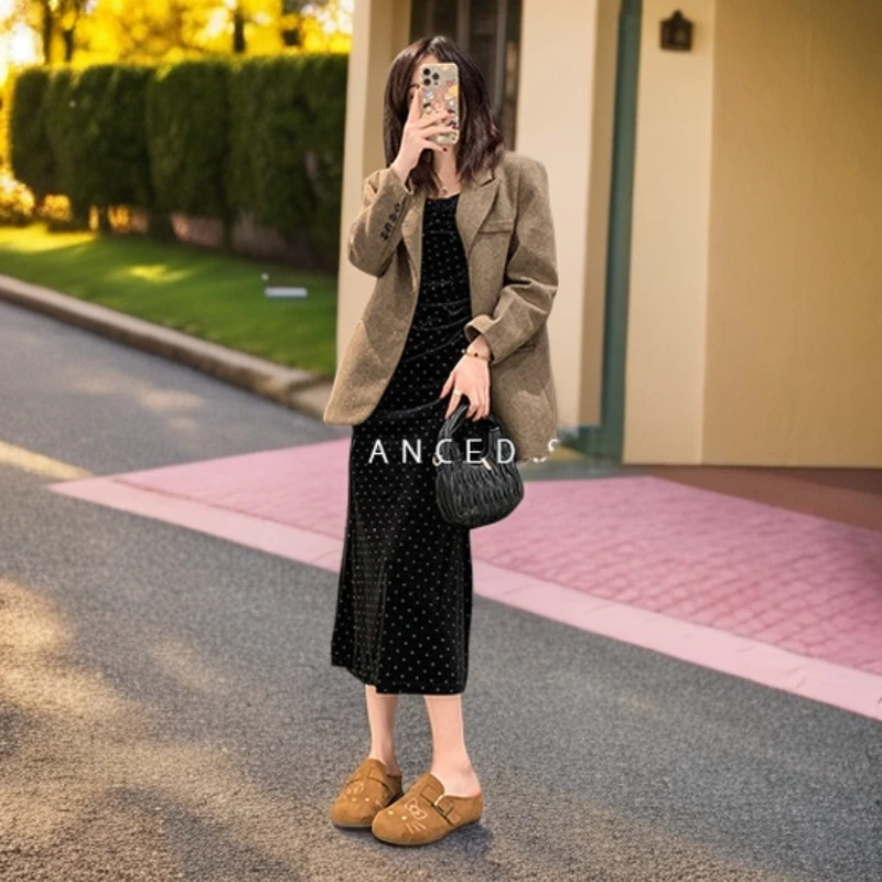 厚底拖鞋新款包头圆头平底外穿女鞋常规版宽版博肯鞋一脚蹬拖鞋