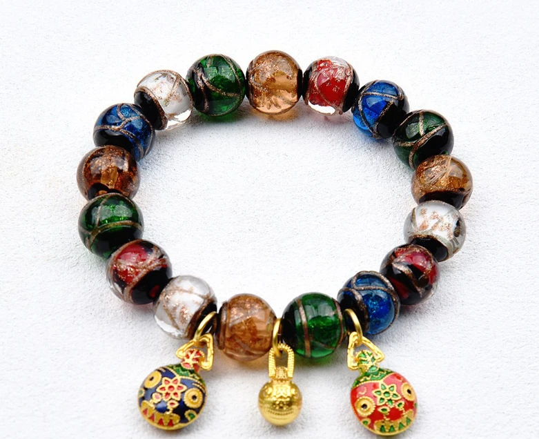 合金琉璃手链 香灰琉璃手串手链五彩吞金兽