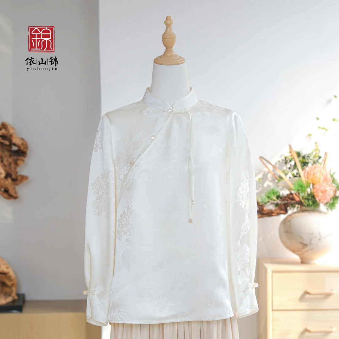 【浅陌】100桑蚕丝新中式上衣 国风立领开襟汉服·依山锦 24S0113