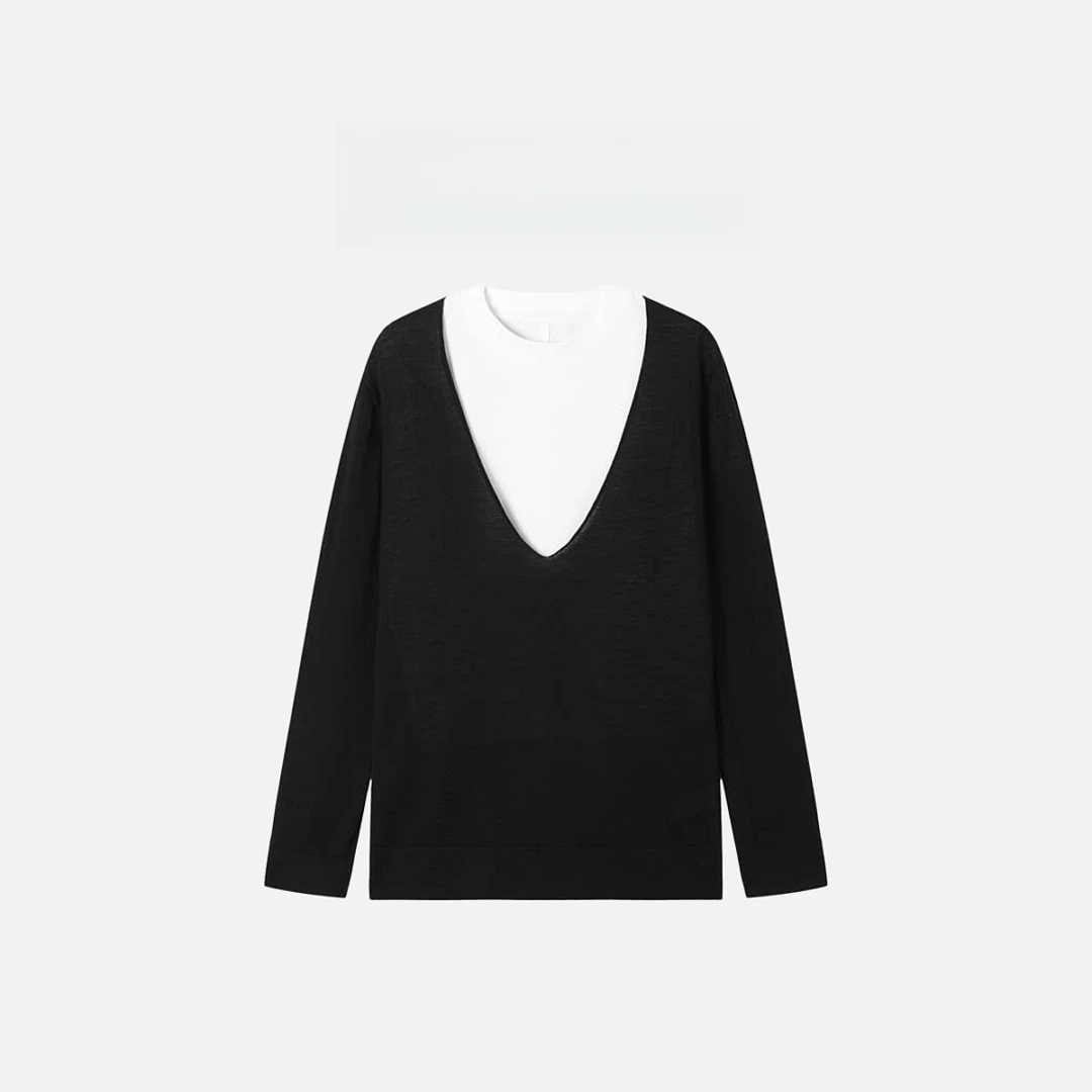 “轻奢私服”女士罩衫单独V领修身休闲外套C2010