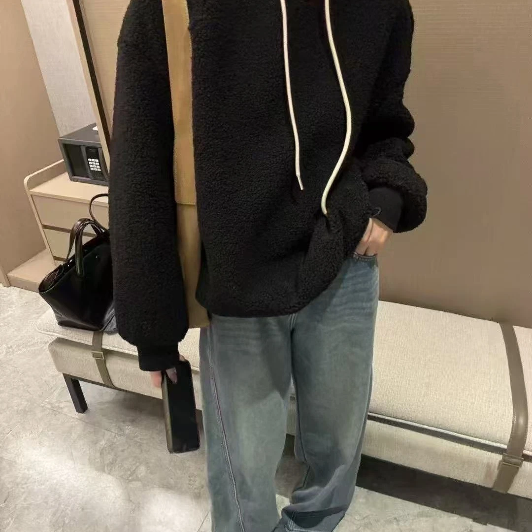 M316中州高货！！厚绒连帽仿羊羔毛卫衣