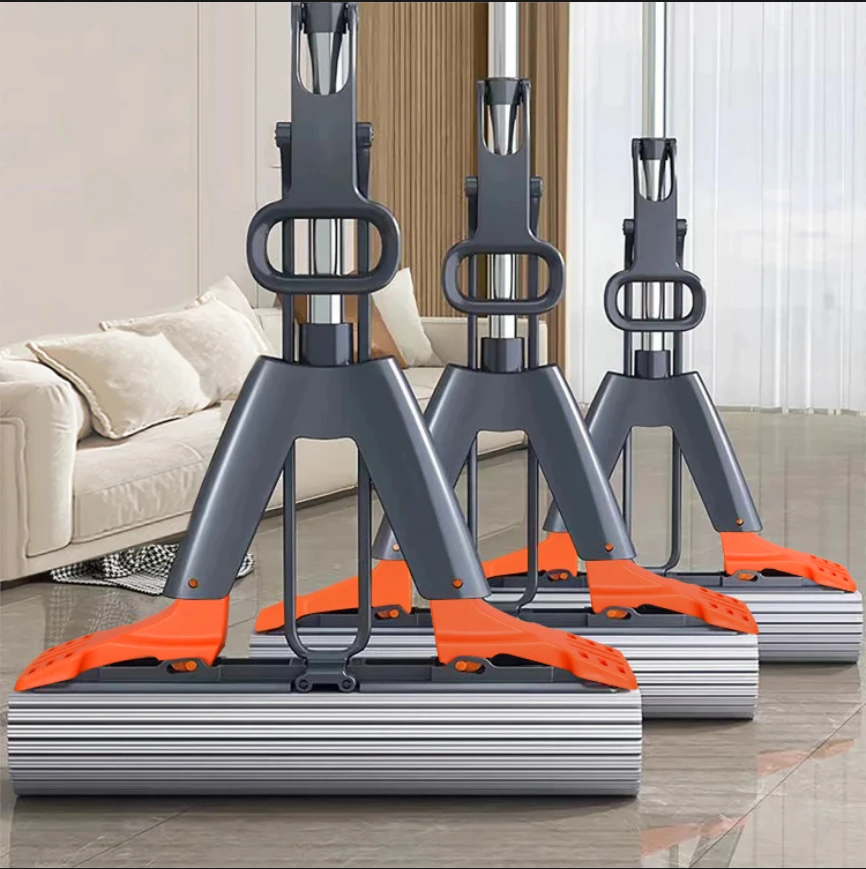 【加粗加厚】对折式胶棉拖把新款家用二次挤水免手洗海绵加大号工具