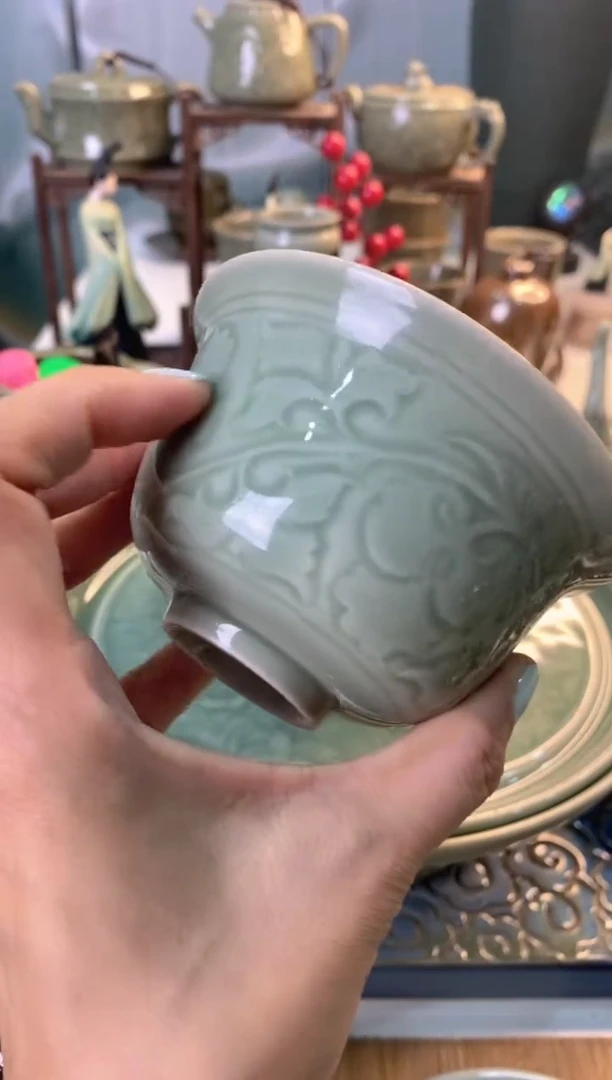 耀州窑瑕疵处理牡丹盖碗身子 一个