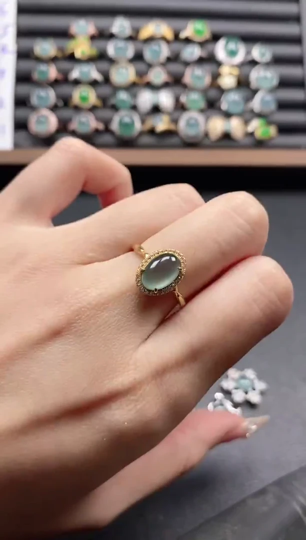 银S925镶嵌戒指翡翠51511