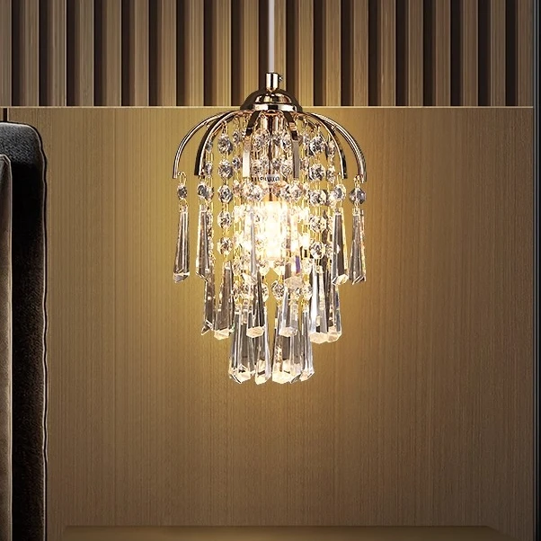 法式水晶床头小吊灯轻奢高级感玄关餐厅吧台主卧室吊线灯卧室吊灯