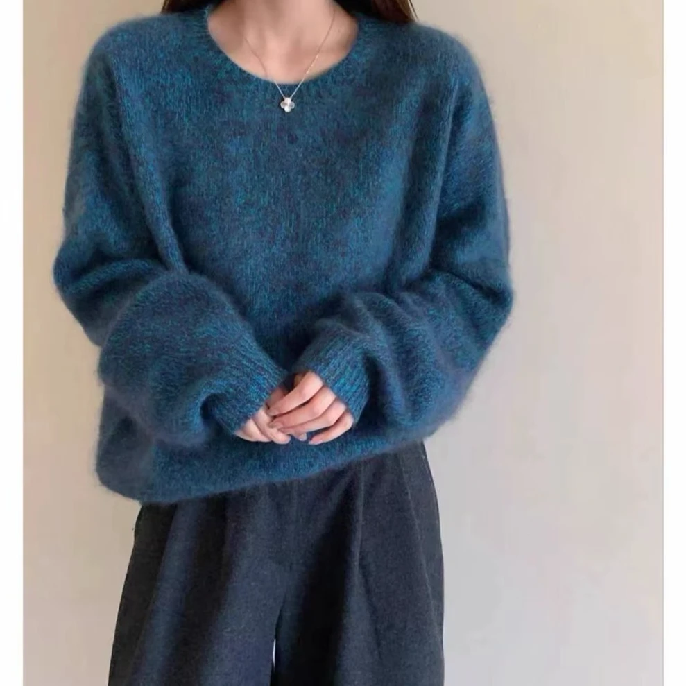 简爱.轻奢（蓝眼泪）圆领秋冬软糯亲肤松弛感慵懒风宽松版型毛衣