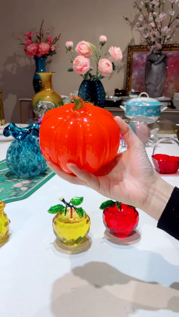 【闪购商品】琉璃手工艺品橙红南瓜   微瑕